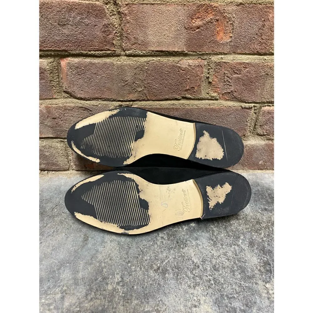 Trotters Black Patton Leather & Suede Flat Size 7.5